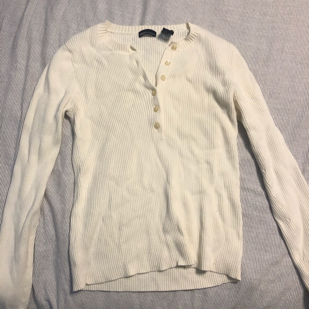 Cream Cardigan Long Sleeve Top